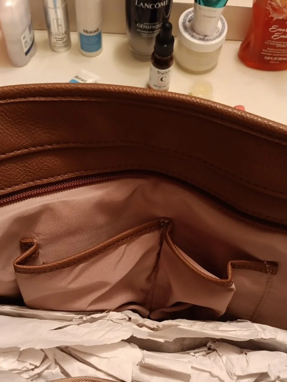 Nine West Floral Tote with Brown Trim